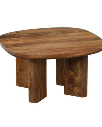 Kvadratisk Sofabord 60 Cm   Massivt Mangotræ   Håndlavet Designbord Med Afrundede Kanter