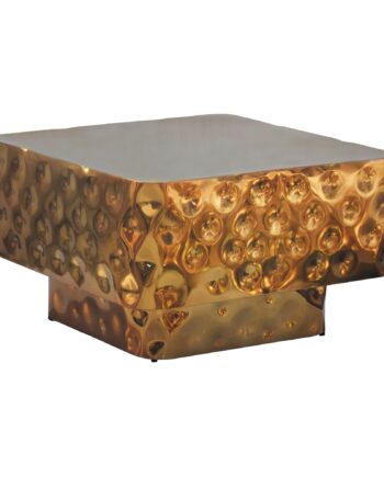 Kvadratisk Sofabord   Aluminium 60   60 Cm Guldfarvet Hamret Design