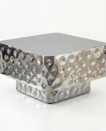Kvadratisk Sofabord   Aluminium 60   60 Cm Sølvfarvet Hamret Design