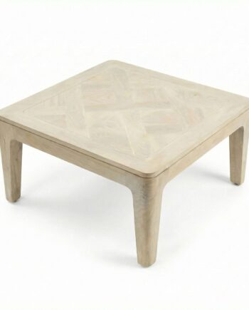 Kvadratisk Sofabord   Massivt Mangotræ 60   60 Cm White Wash