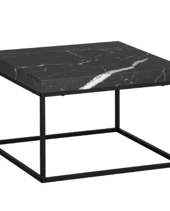 Kvadratisk Sofabord   Sort Marmorlook 60   60 Cm Metalstel