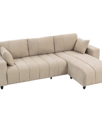 -formet Hjørnesofa Med Fleksibel Chaiselong   -personers Sofa Med   Hynder  Metalstel  Til Stue  Beige