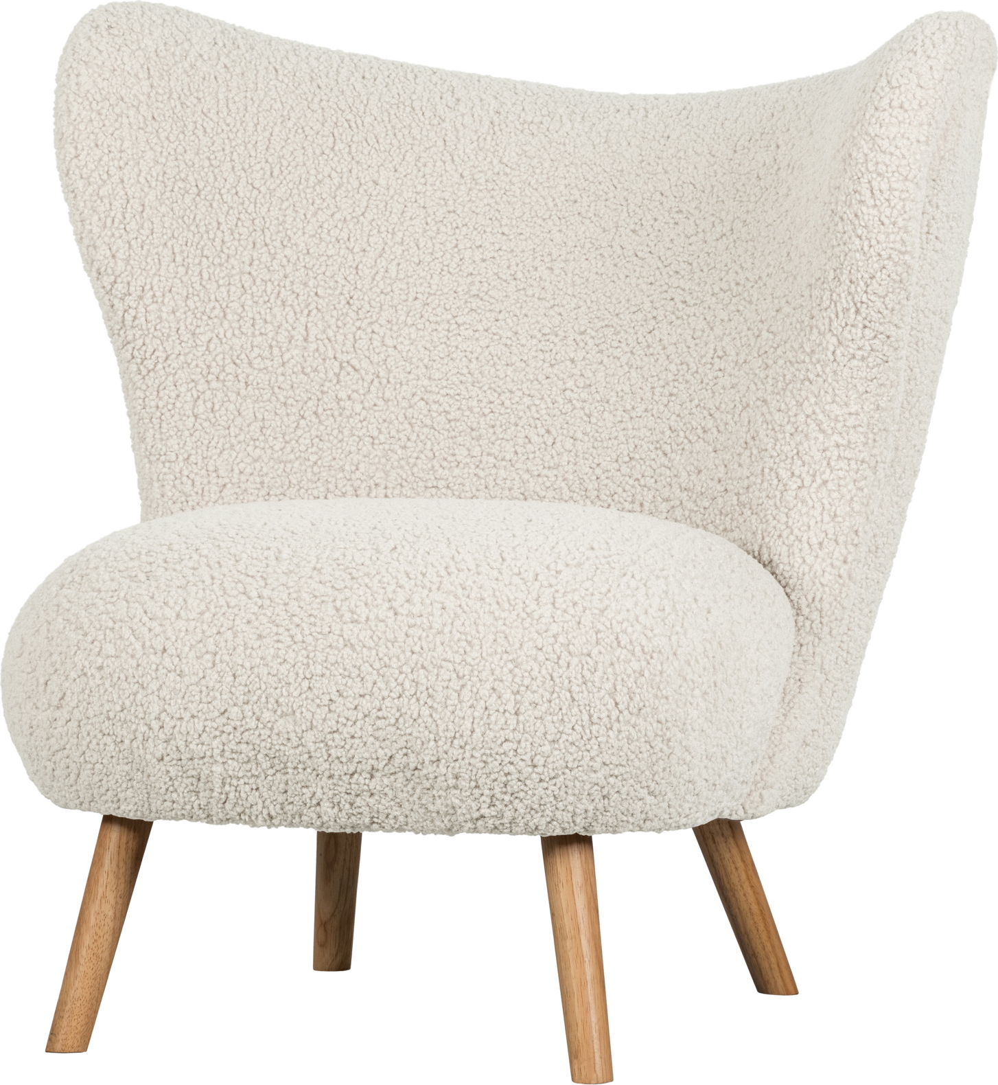 Lænestol Armstol Woood Collection Celine Off White Teddy-stof Polyester Skandinavisk Design H83xb80 Cm