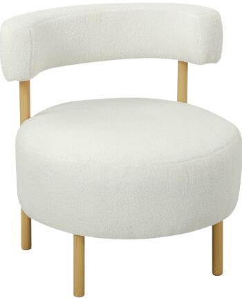 Lænestol  Loungestol  Lænestol Med Sherpa Fleece  Metalben   Trælook  Polstret Lænestol  67   67   71 Cm  Cremehvid
