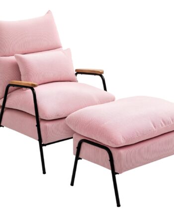 Lænestol Med Fodskammel  Inklusive Hynde  68 Cm   91   Cm   88 Cm  Pink