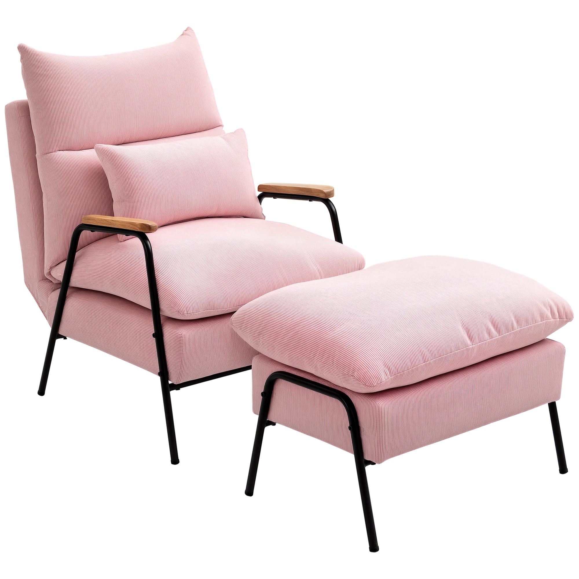 Lænestol Med Fodskammel Inklusive Hynde 68 Cm 91 Cm 88 Cm Pink
