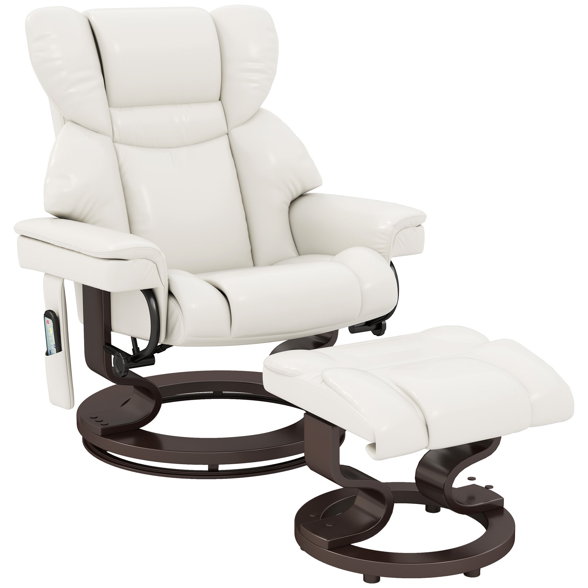 Lænestol Med Massagefunktion Og Fodskammel Loungestol Kunstlæder 79 82 101 Cm Cremehvid