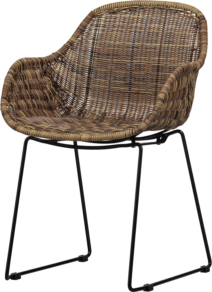 Lænestol Woood Willow Natur Kunstig Rattan Metal Til Inde- Og Udendørs Brug