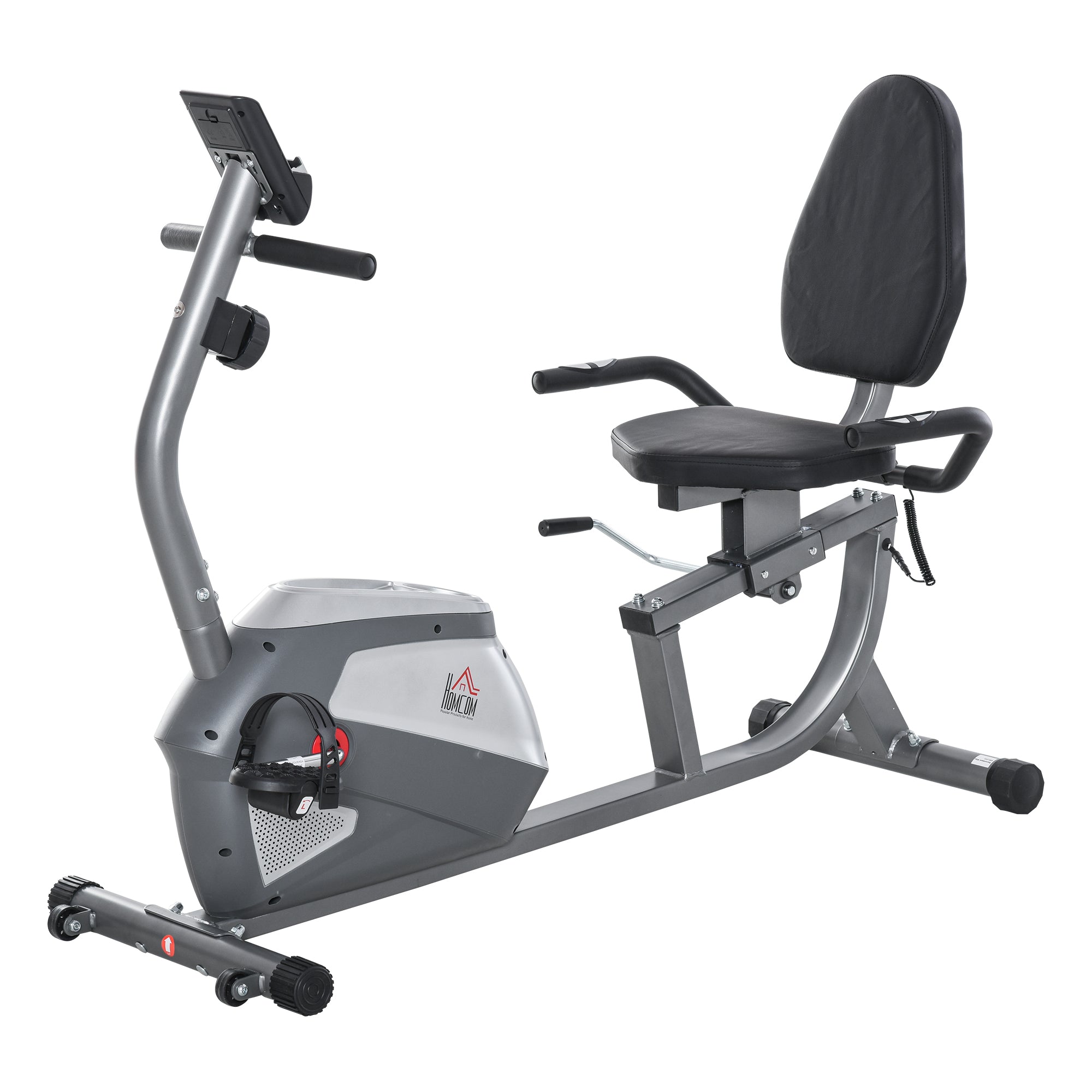 Liggende Motionscykel Med Lcd-display -trins Justerbar Magnetisk Modstand Liggende Motionscykel Hjemmetræner Med Pulsmålere Justerbar Ryglæn Liggende Motionscykel Til Seniorer Op Til 110 Kg