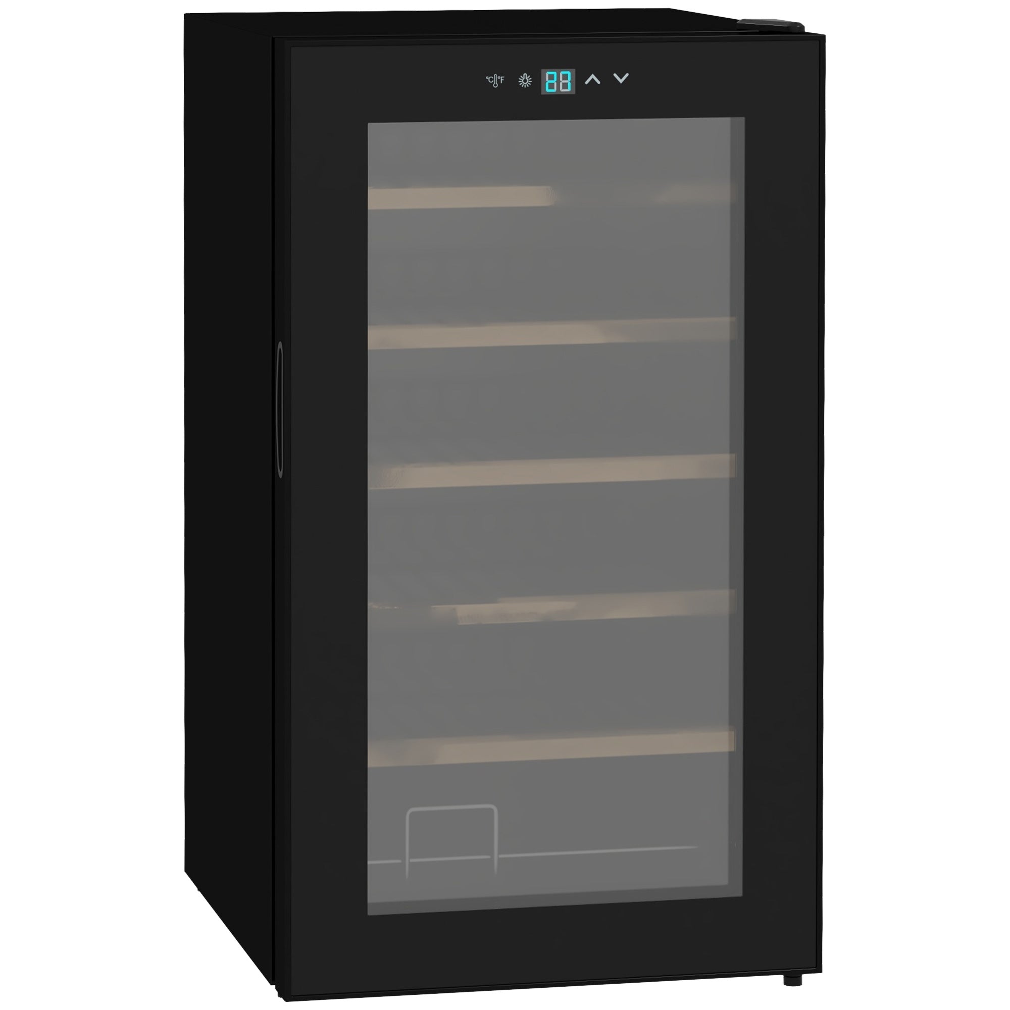 Lille Vinkøleskab Til Stuen Til 24 Flasker Justerbar Temperatur Til 20â Led-belysning Sort 43 45 75 Cm