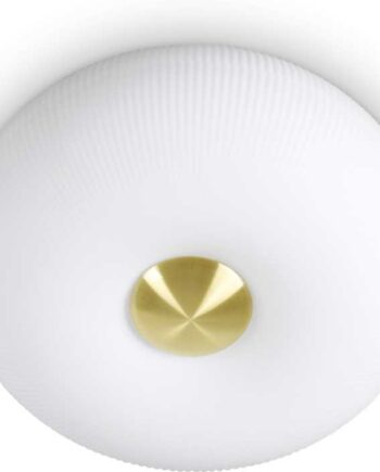 Loftlampe Ideal Lux Arizona   Satin Messing Med Hvid Syreætsede Glas ø30 Cm Inkl  Gx53-pærer