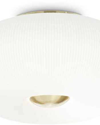 Loftlampe Ideal Lux Arizona ø50   H25 Cm Hvidt Syreætset Glas Satin Messing Finish