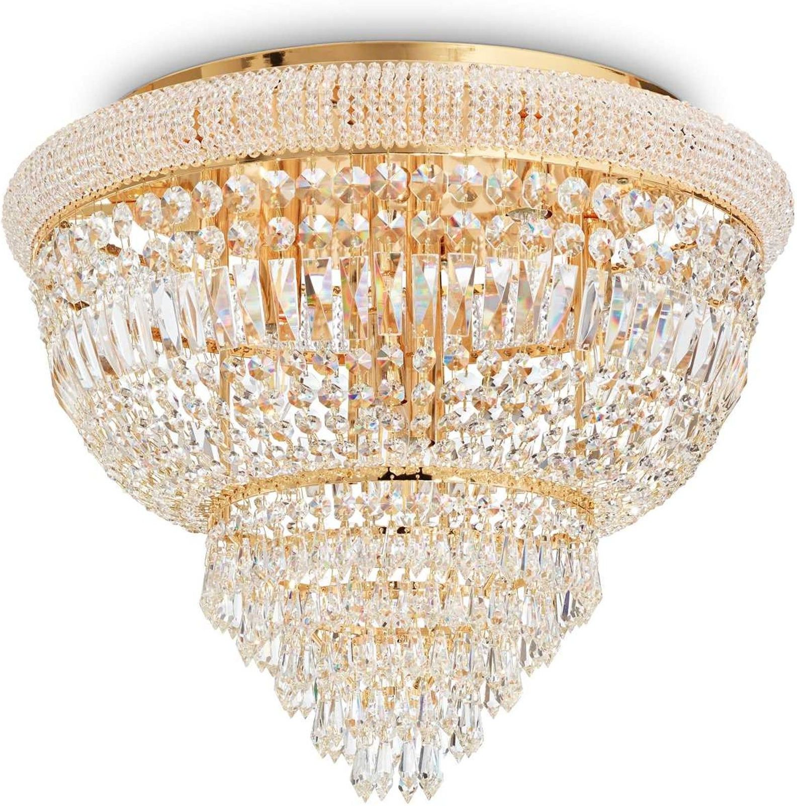 Loftlampe Ideal Lux Dubai Messing Med Krystaller ø52ã 44 Cm