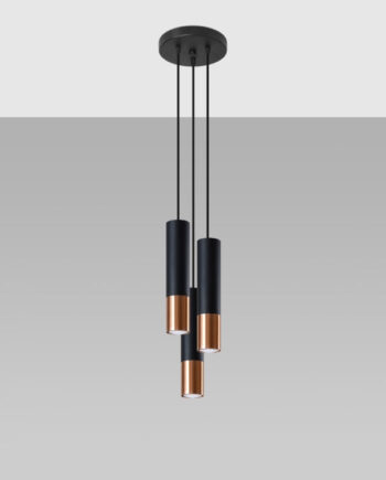 Loftlampe Loopez 3p  Sort Kobber