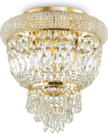 Loftslampe Ideal Lux Dubai Messing ø32   H35   Cm Med Krystaller
