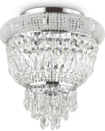 Loftslampe Ideal Lux Dubai ø32   H35   Cm Krom Metal Glas Indendørs Belysning