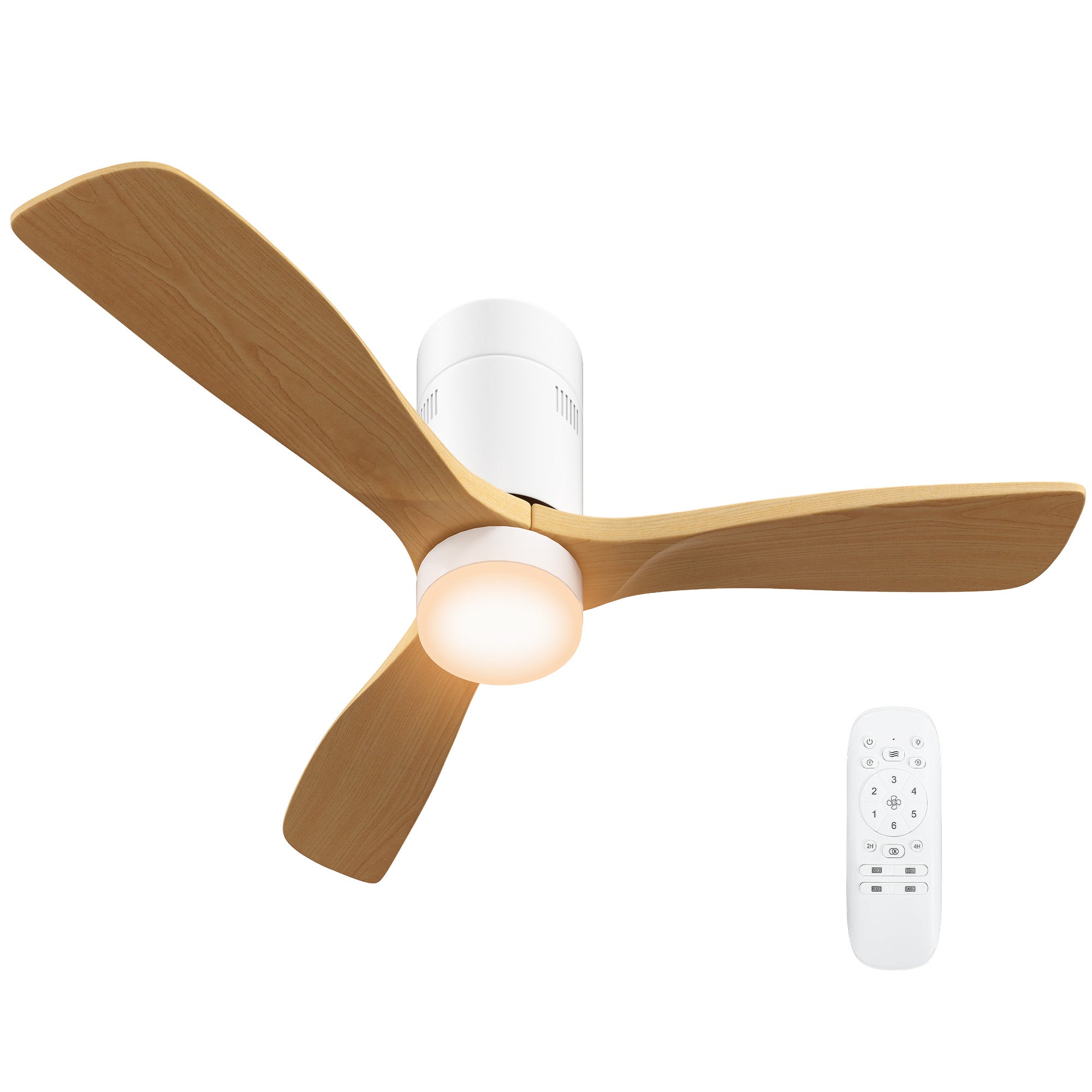 Loftsventilator Med Led-lys Hastigheder Fjernbetjening Lysebrun