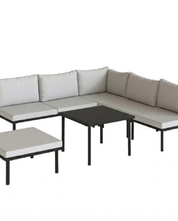 Lounge Havemøbelsæt Til  -  Personer  Haveloungesæt Med  -personers Havesofa    Stole  Hjørnestol  Lamelbord Og Fodskammel