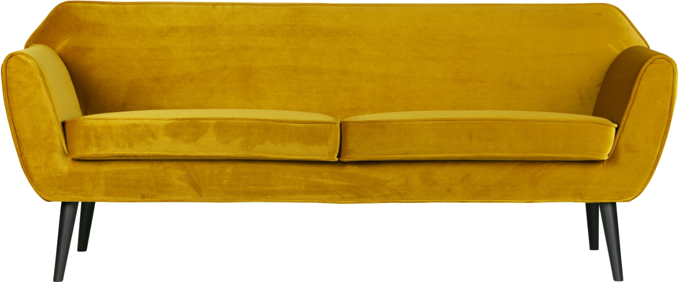 Loungesofa Woood Rocco Gul Jarra Fløjl Med Sorte Fsc-træben 187x82x75 Cm