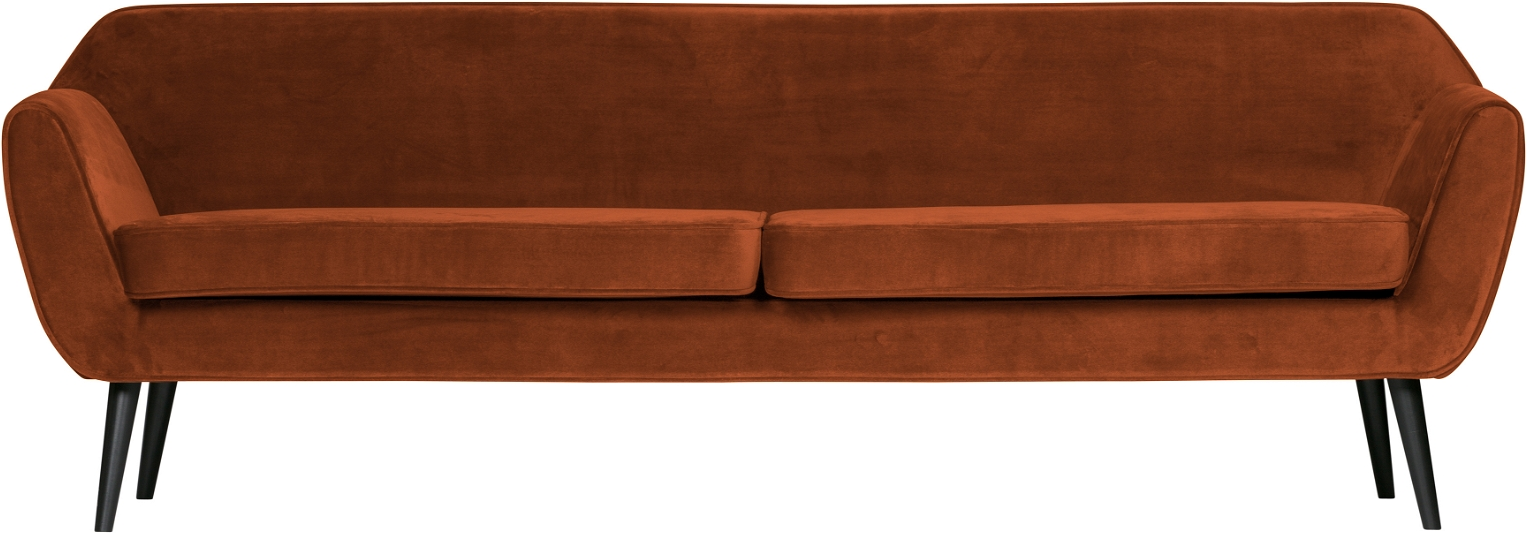 Loungesofa Woood Rocco -personers Orange Jarra Fløjl 230x82x75 Cm Med Fsc-træramme