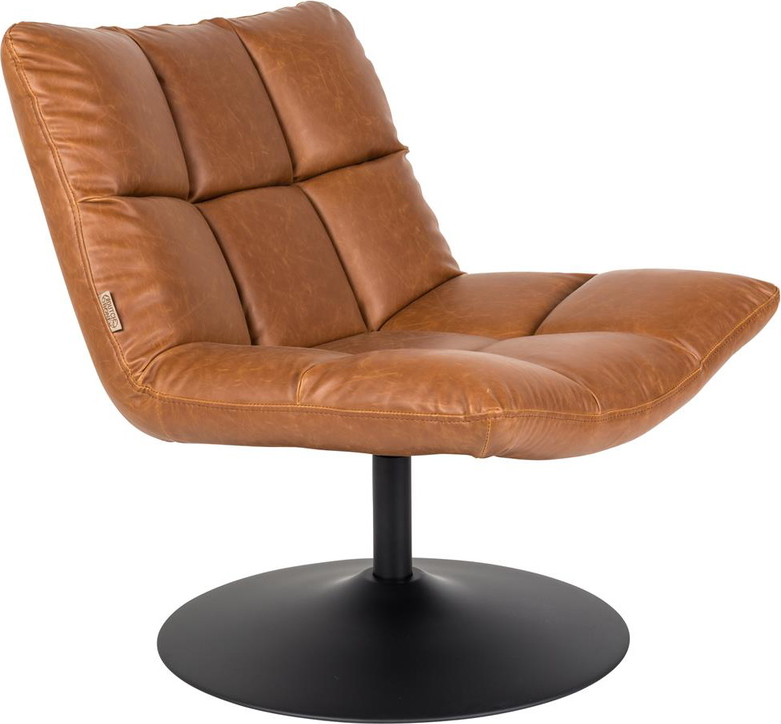 Loungestol Dutchbone Bar Rødbrun Pu-læder Lænestol Med Vintage Look Drejefunktion Og Stålfod