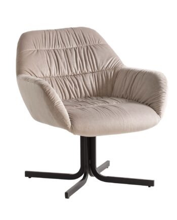 Loungestol   Beige Velour Med Metalben