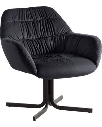 Loungestol   Sort Velour Med Metalben