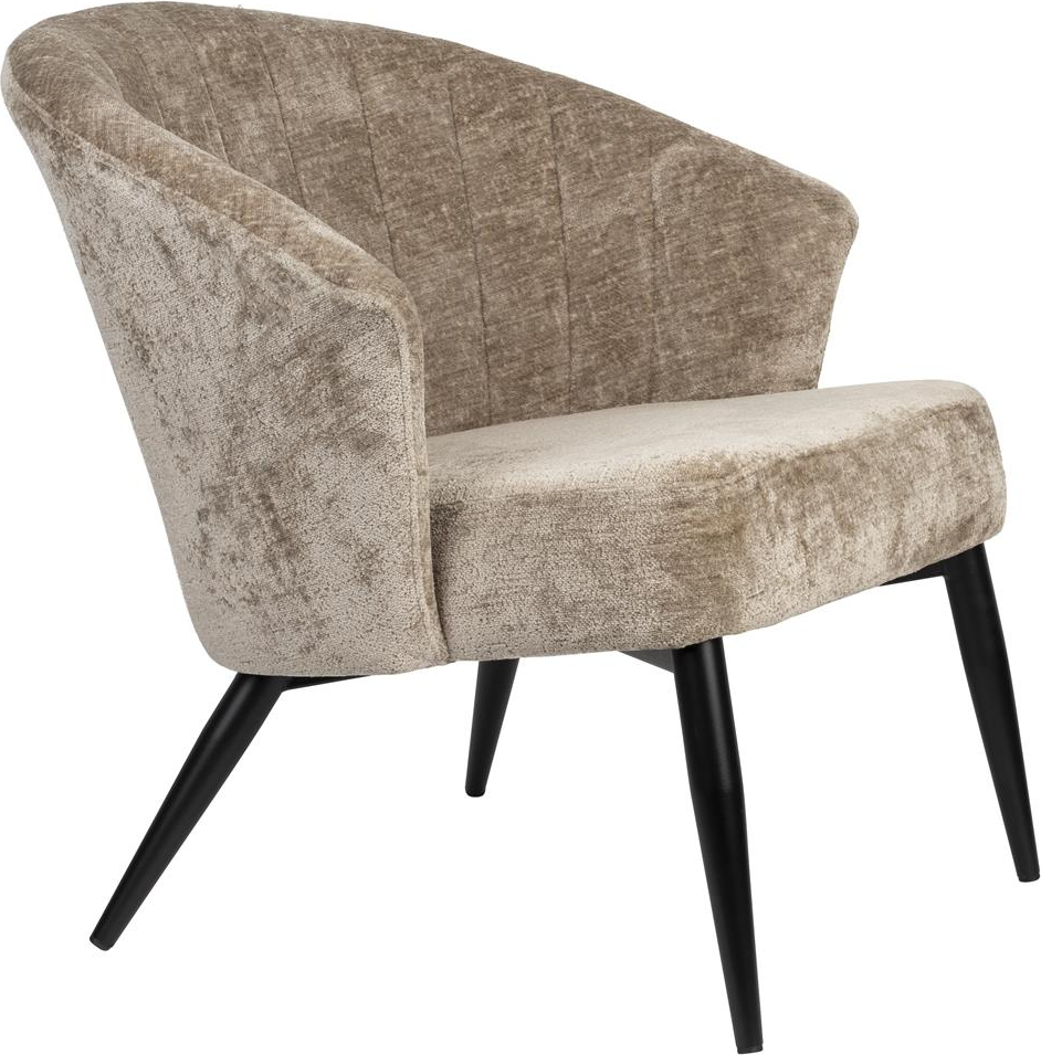 Loungestol Til Stuen Dutchbone Georgia Stengrå Polstret Birketræ Med Metalben H71xb77xl73 Cm