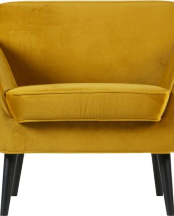 Loungestol Woood Rocco Fløjlsstol Jarra-velour Gul Med Sorte Ben H75xb81xl92 Cm