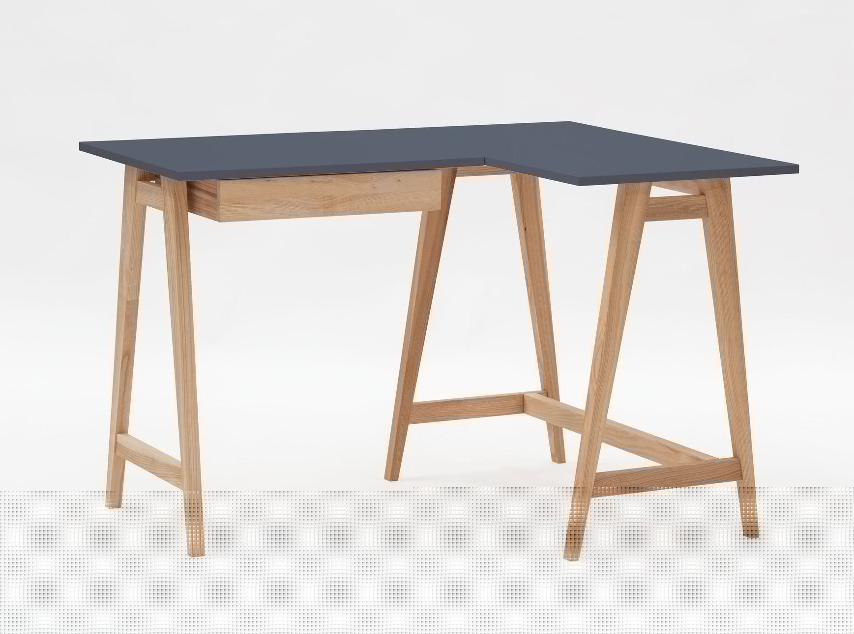 Luka Asketræ Hjørneskrivebord   115cm     85cm   Grafit Højre Side