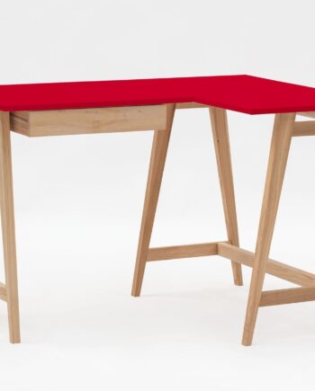 Luka Asketræ Hjørneskrivebord   115cm     85cm   Rød Højre Side