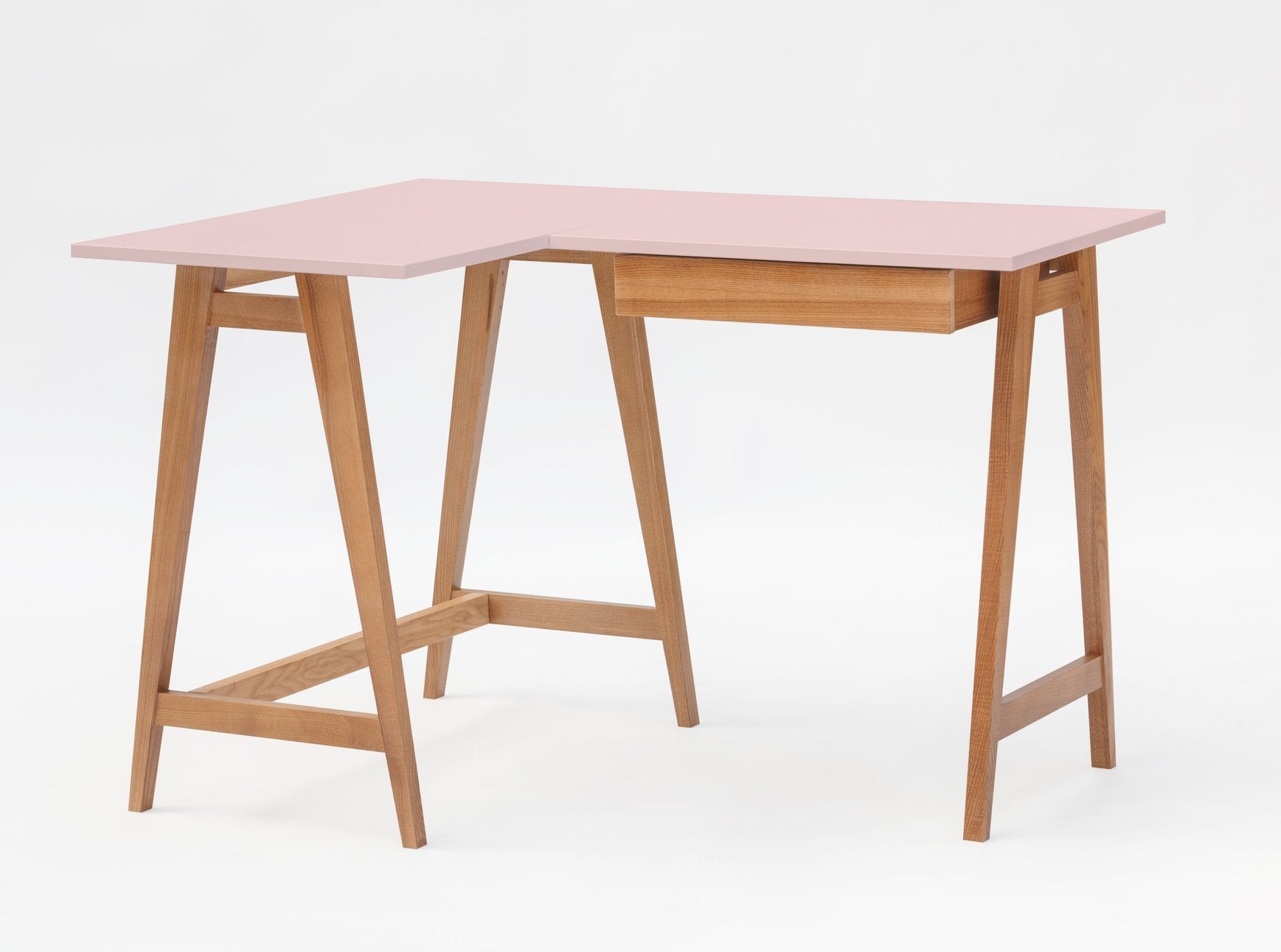 Luka Hjørneskrivebord 115cm 85cm Pink Eg Venstre Side