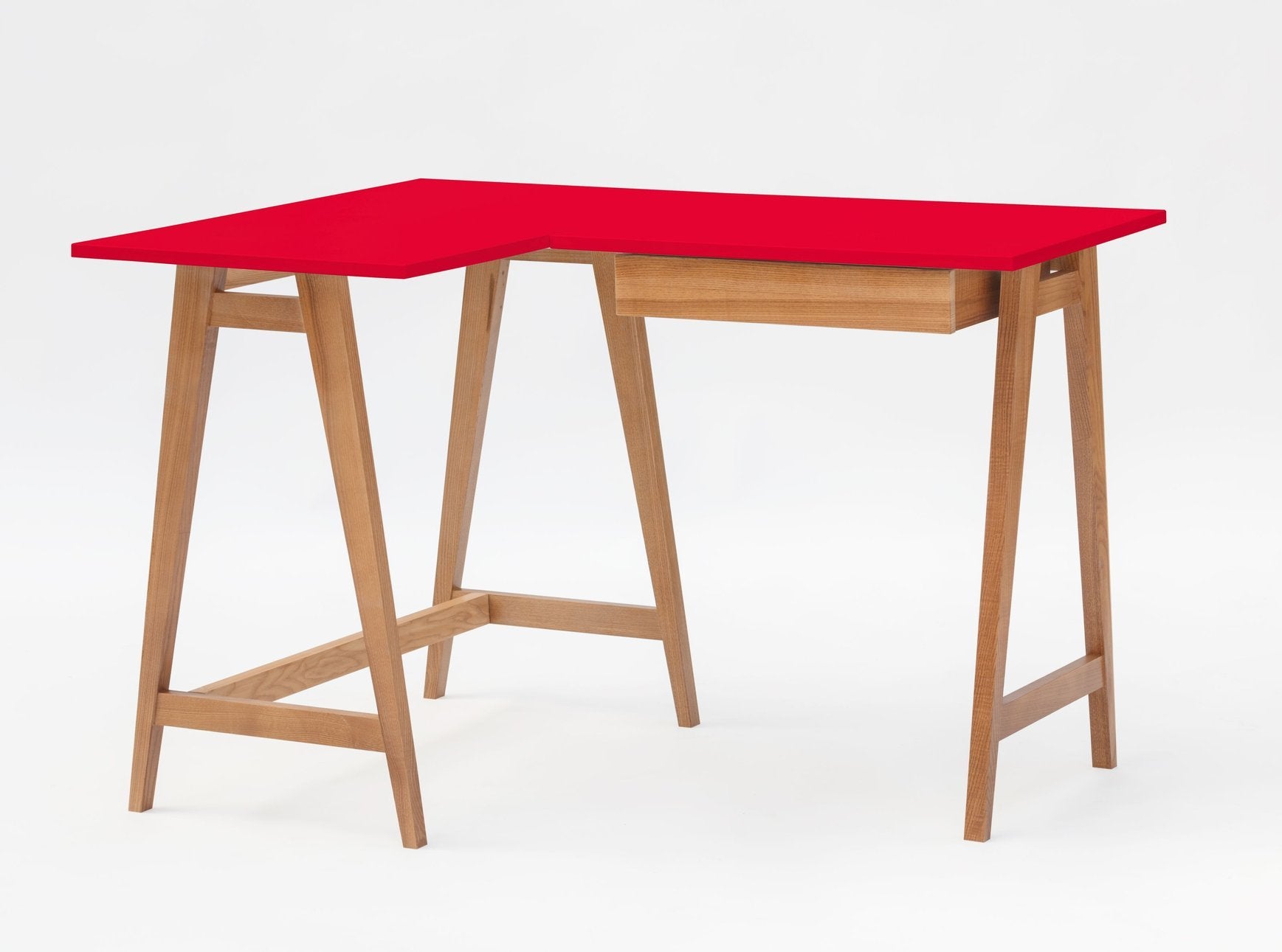 Luka Hjørneskrivebord 115cm 85cm Rød Eg Venstre Side
