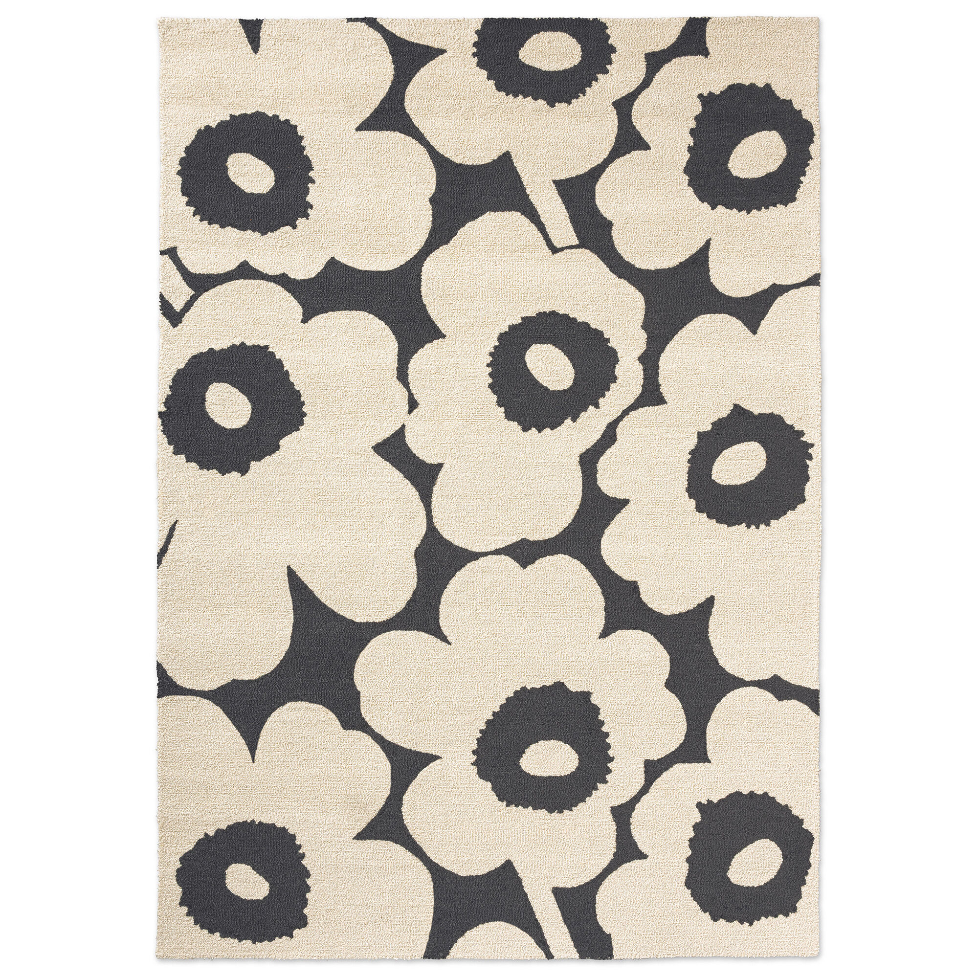 Marimekko Unikko Gulvtæppe Til Udendørsbrug 160   230 Cm  Grå Creme