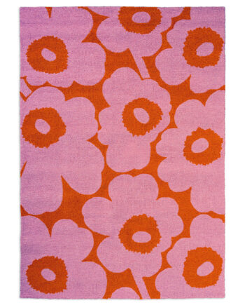 Marimekko Unikko Gulvtæppe Til Udendørsbrug 250   350 Cm  Lyserød Orange