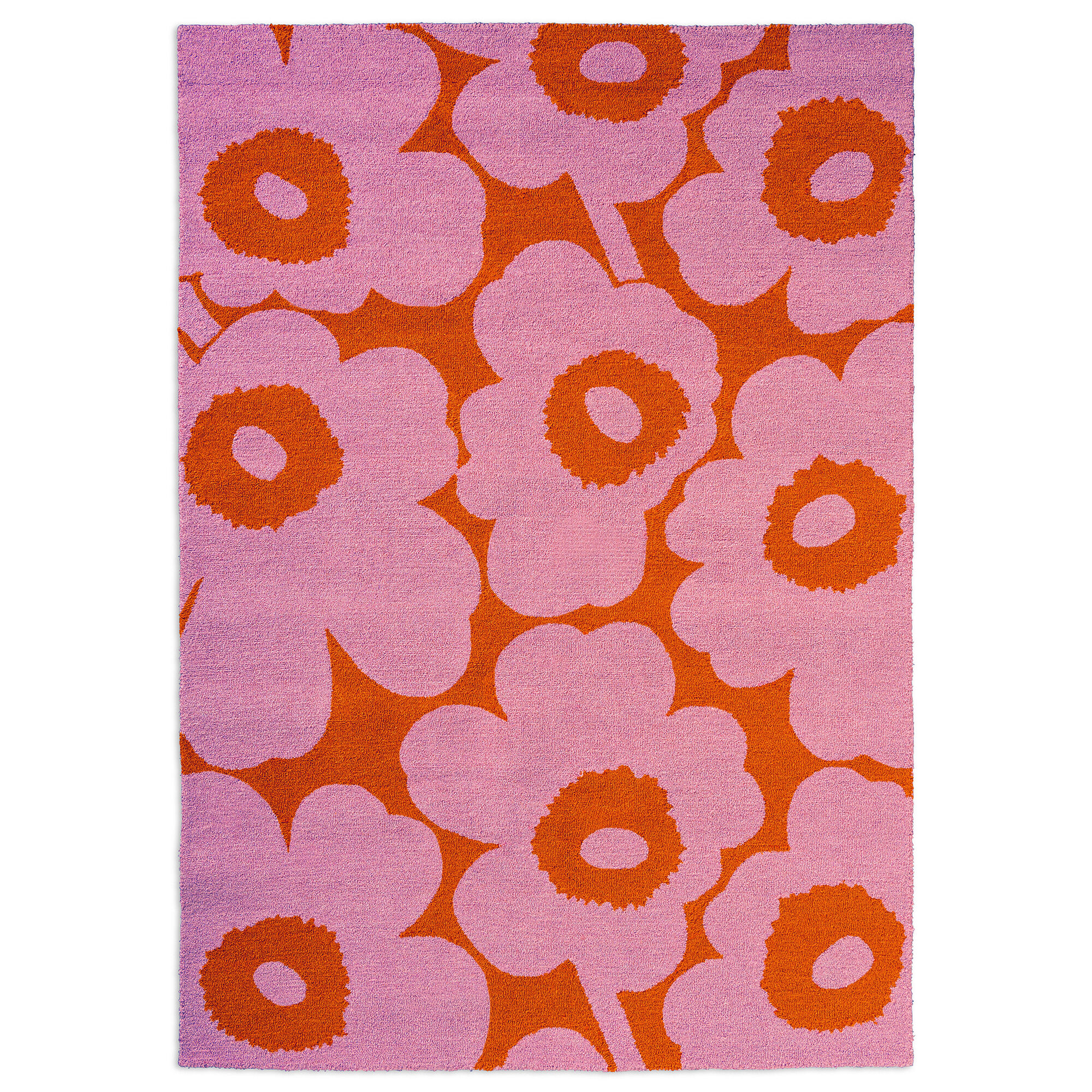 Marimekko Unikko Gulvtæppe Til Udendørsbrug 140   200 Cm  Lyserød Orange