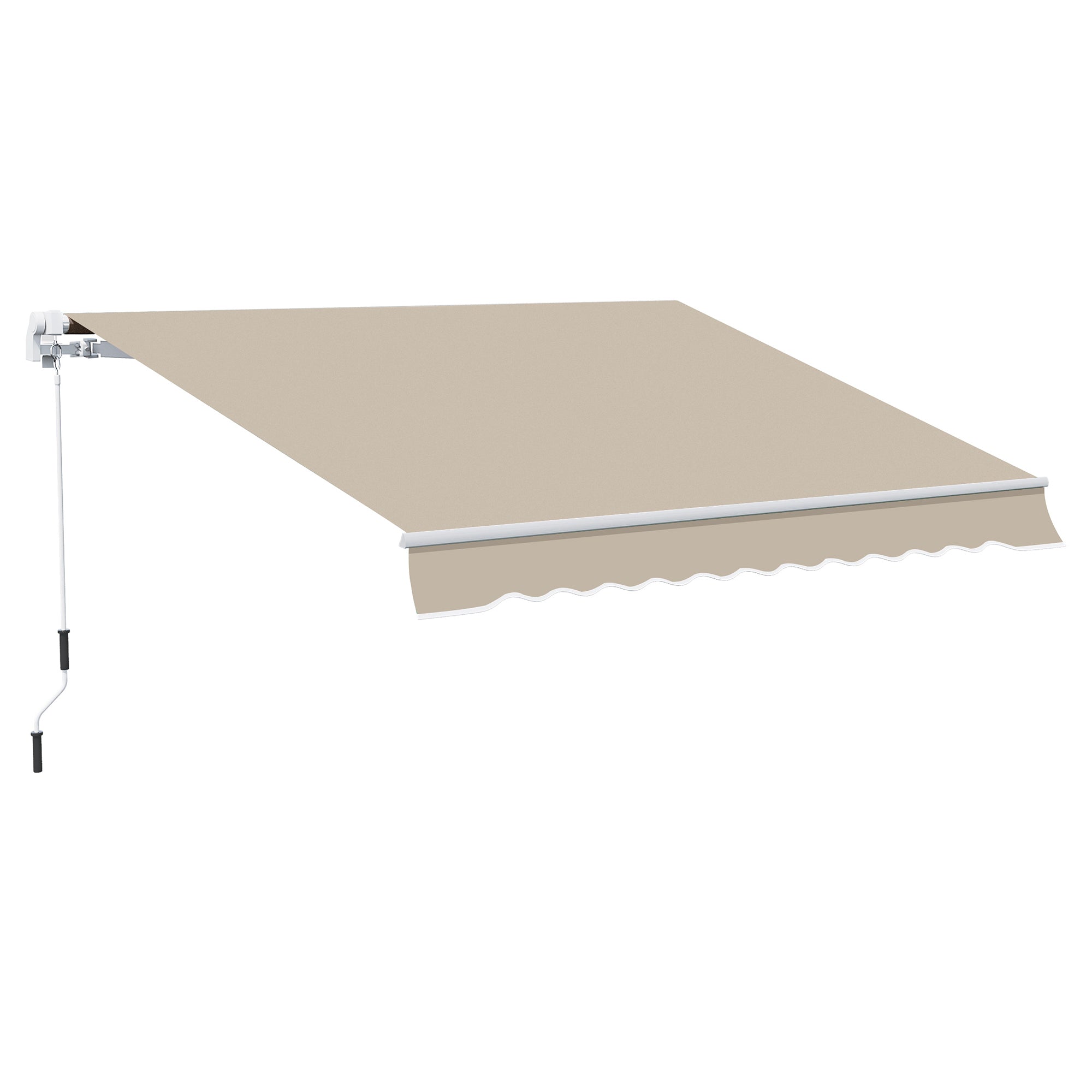 Markise Solsejl Udtrækkelig Med Håndsving Metalramme Polyester Hvid Beige 95 45