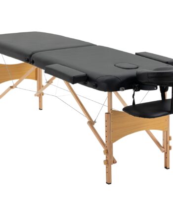Massagebriks  Foldbar Massagesofa  Højdejusterbar Massagebænk Til Spa  Salon  Kunstlæder  Træ  Sort