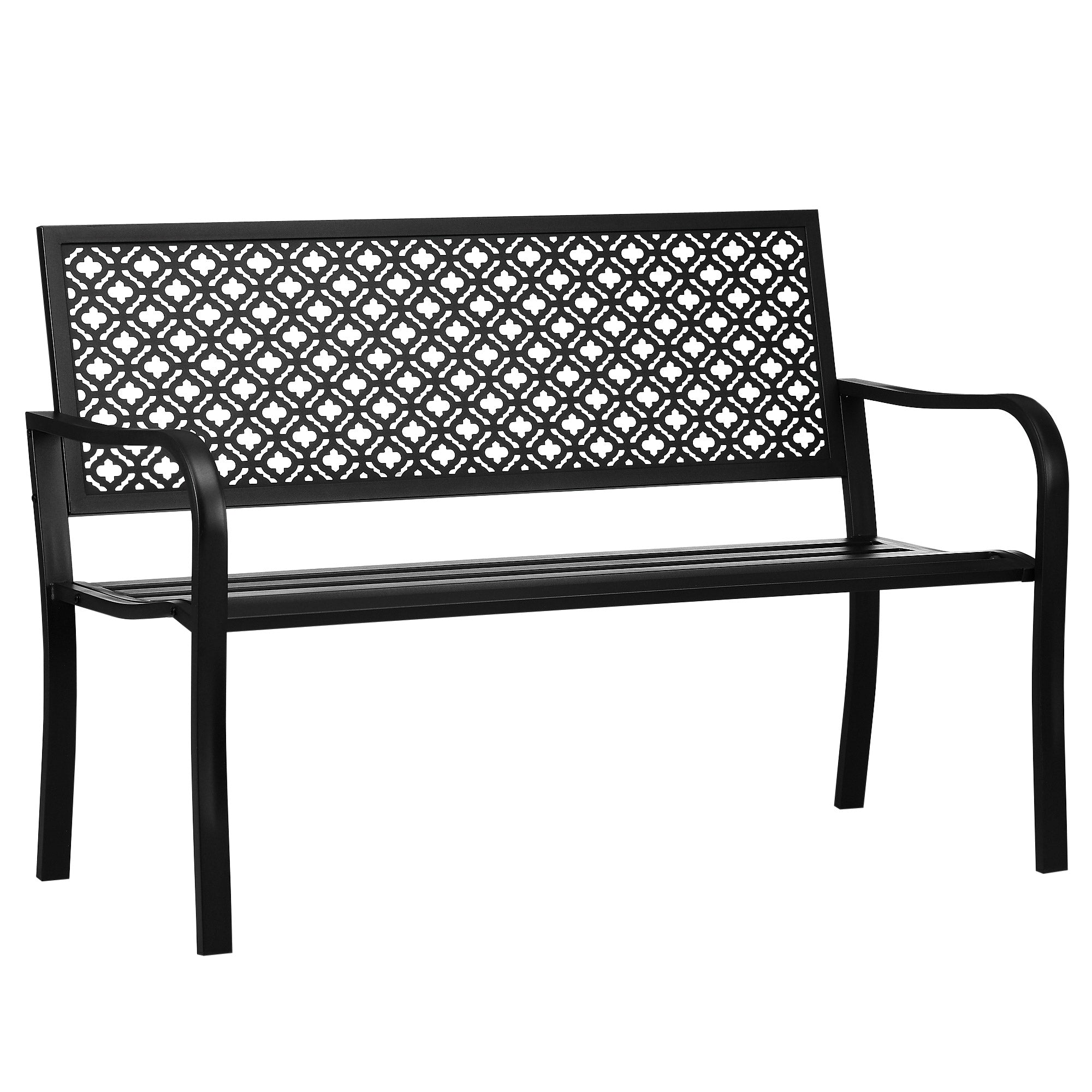 Metal Havebænk -personers Blomstermønster Vejrbestandig 127 63 83 Cm Sort