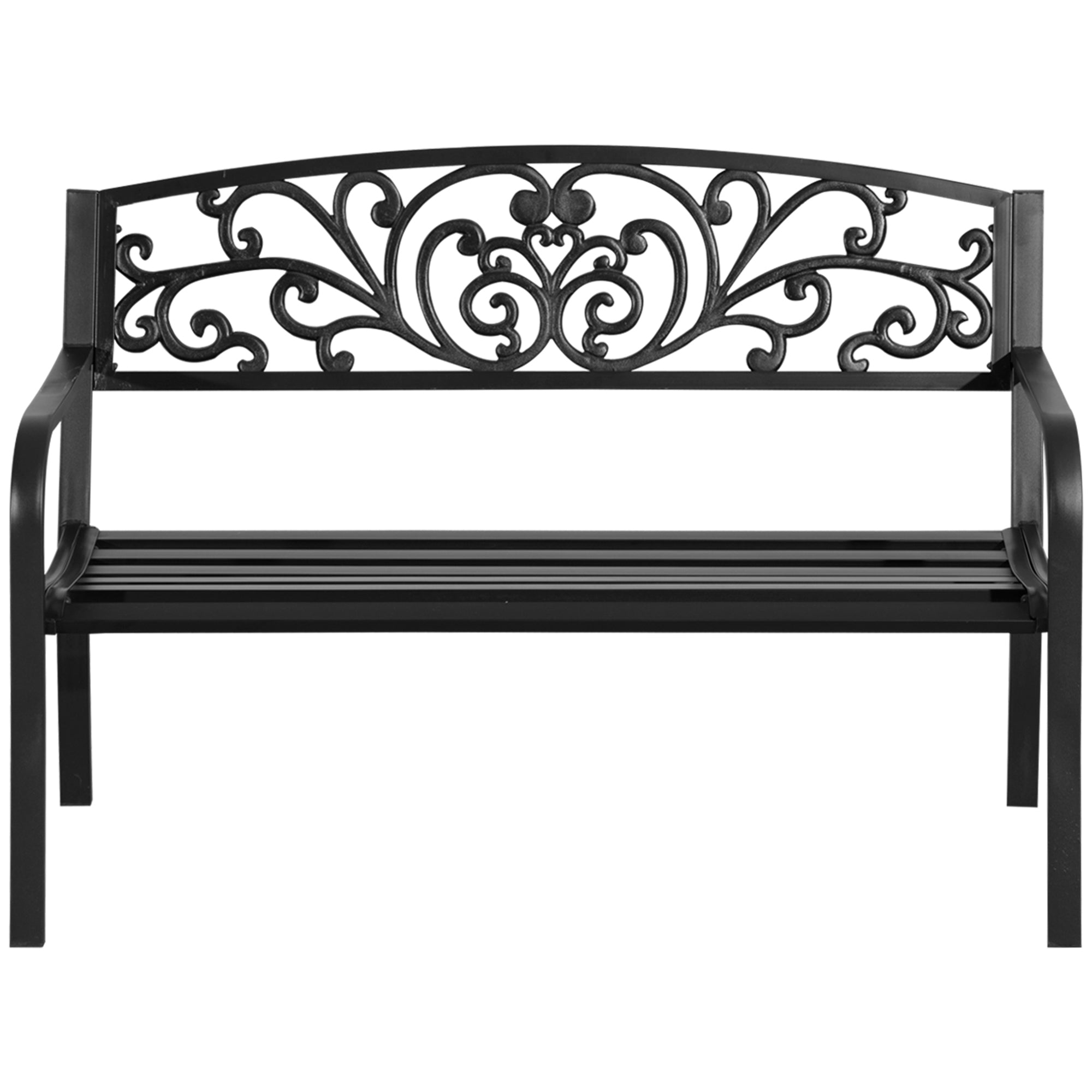 Metalhavebænk Blomsterdesign -personers 240 Kg Lasteevne Stål 127l 60b 87h Cm Sort
