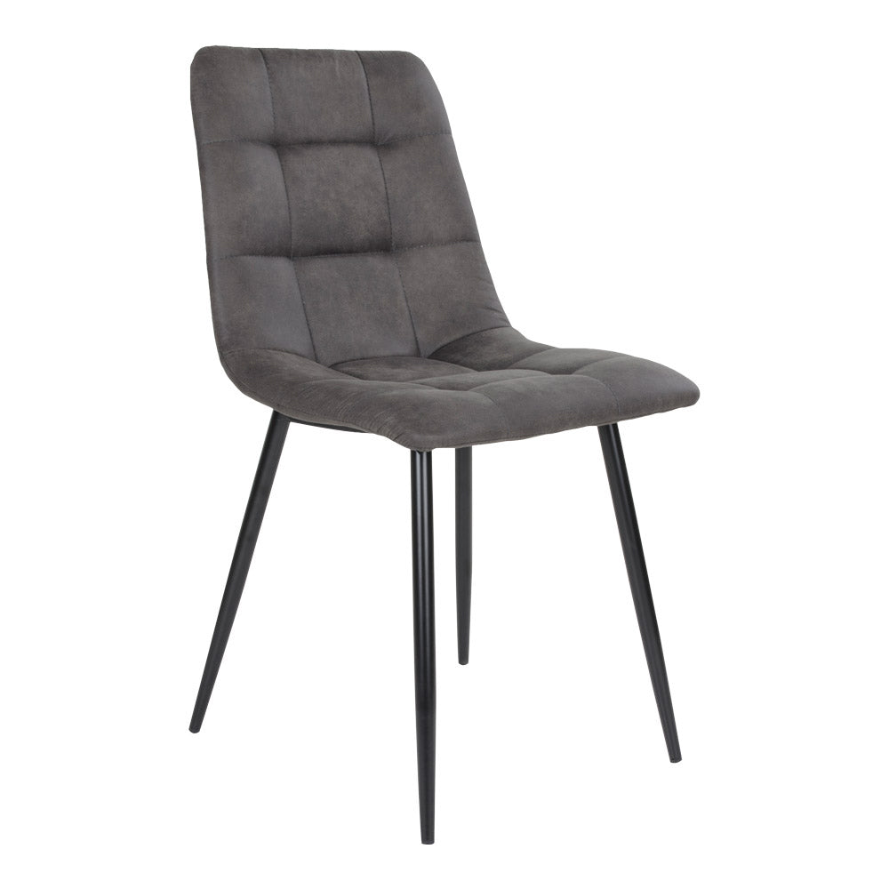Middelfart Spisebordsstol Spisebordsstol Microfiber Mørkegrå Sorte Ben Hn1229 Sæt Af Stk
