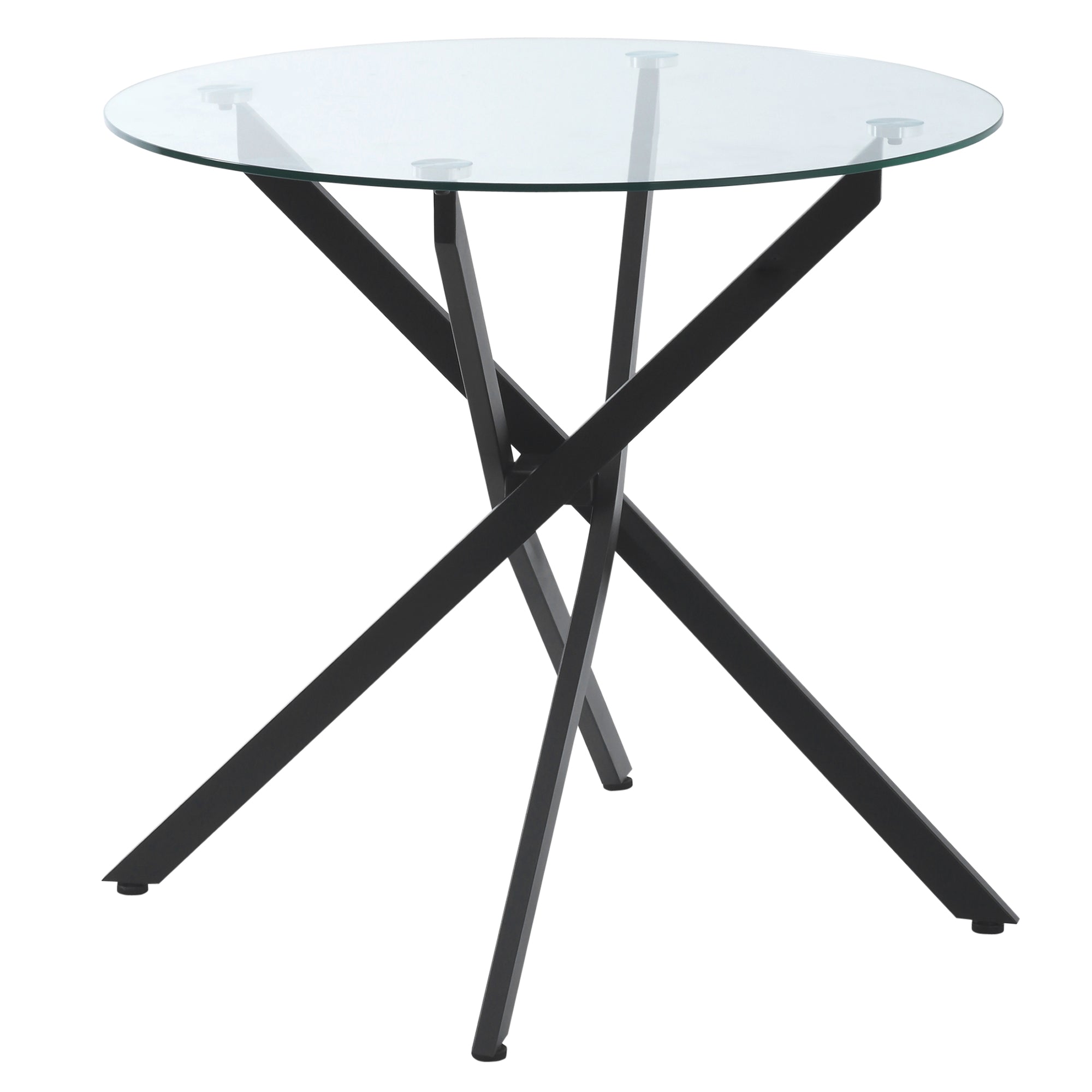 Moderne Glas Spisebord 80 Cm Diameter Køkkenbord Med Hærdet Glasplade Og Metalben Til Personer