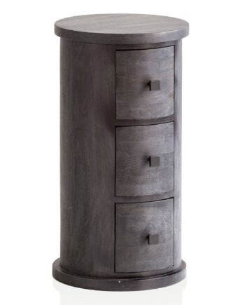 Moderne  Rund Kommode  Massivt Træ  34x65x34 Cm  Sort