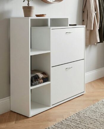 Moderne Skoskab   Træ Med   Rum  Hvidt  12 Par Sko  Skoskab 85   24   93 Cm