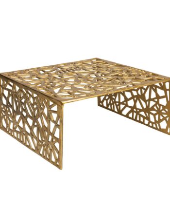 Moderne Sofabord 60 Cm   Guldfarvet Aluminium   Kvadratisk Designbord Til Stuen