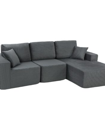 Modulær Hjørnesofa   -formet Sovesofa Med Dybt Sæde  Brede Armlæn    Hynder  Mørkegrå