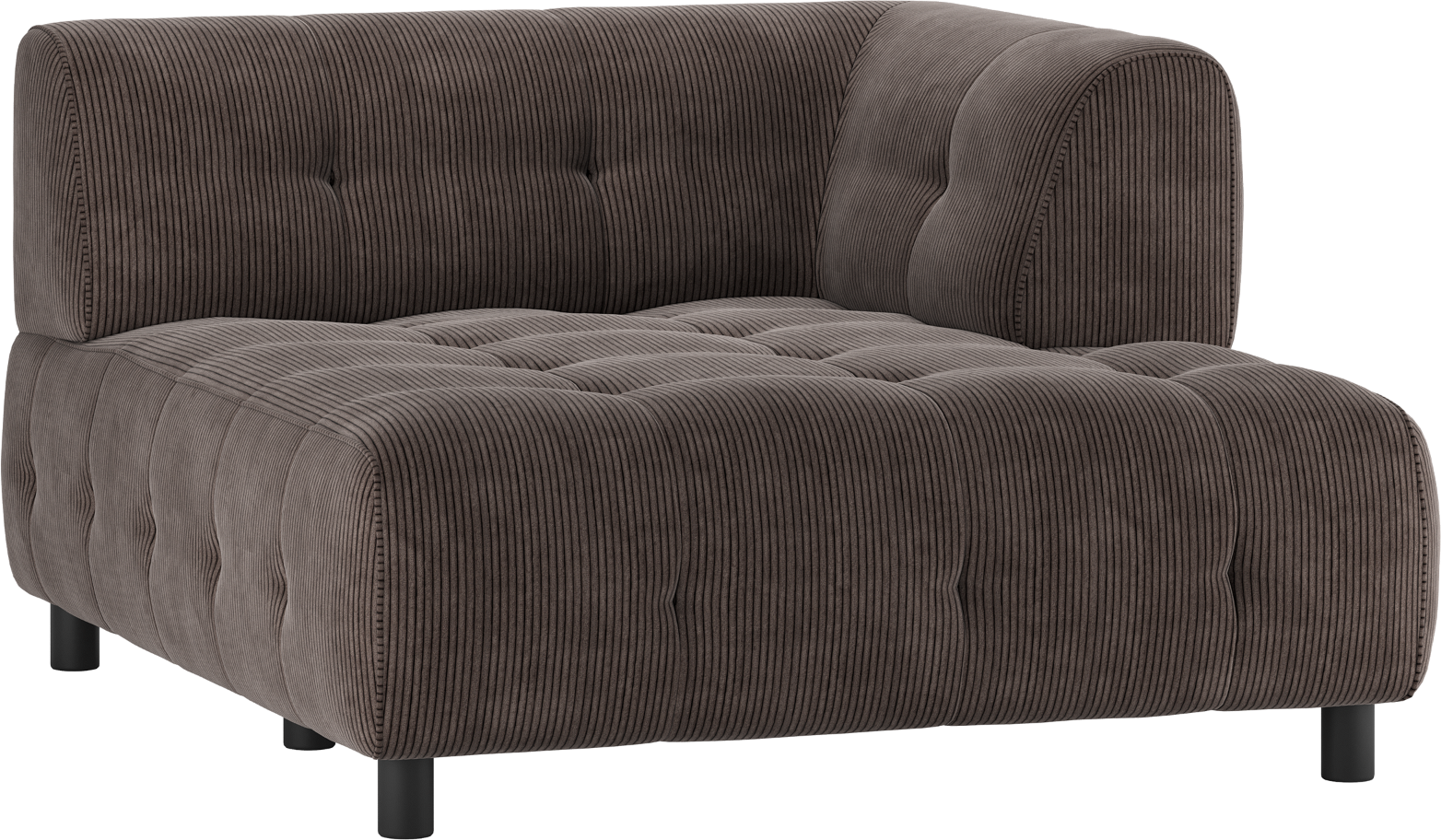 Modulsofa Woood Louis -chaiselong Højre Arm Fløjl Kaffergrå