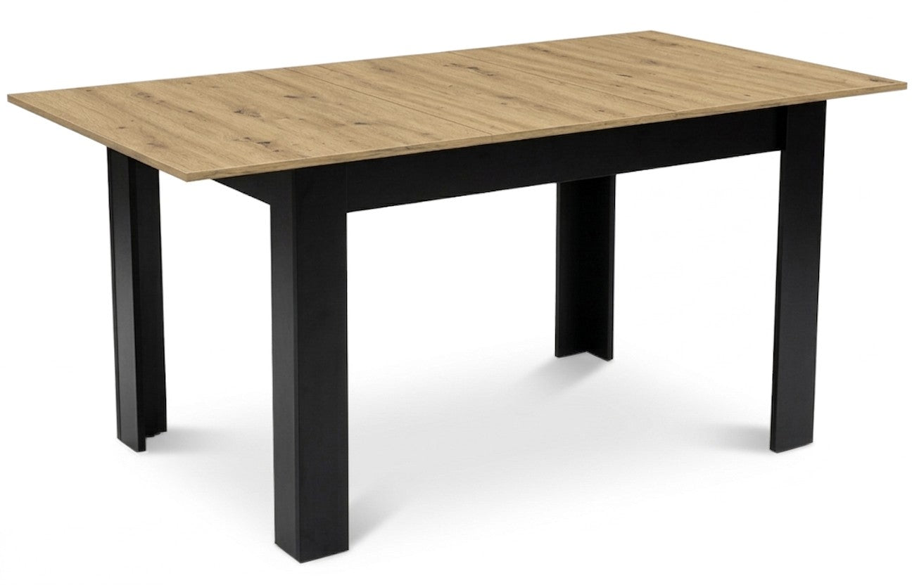 Naturfarvet Spisebord Sorte Ben 120-160x80 Cm