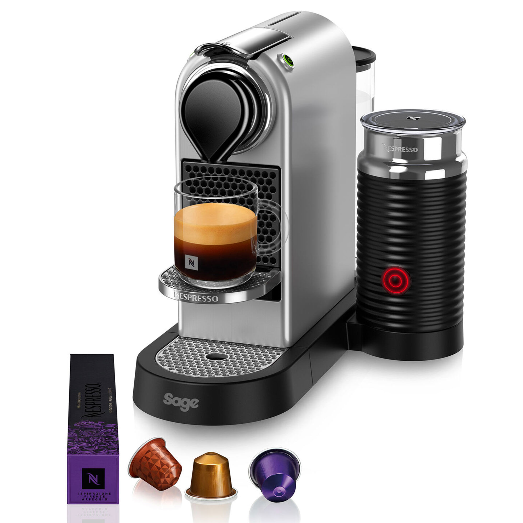 Nespresso By Sage Sec 660 Citiz   Milk Kapselmaskine Med Mælkeskummer  Sølv