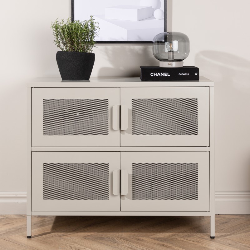 On-side Skab Beige Industrielt Design 75 90 Cm